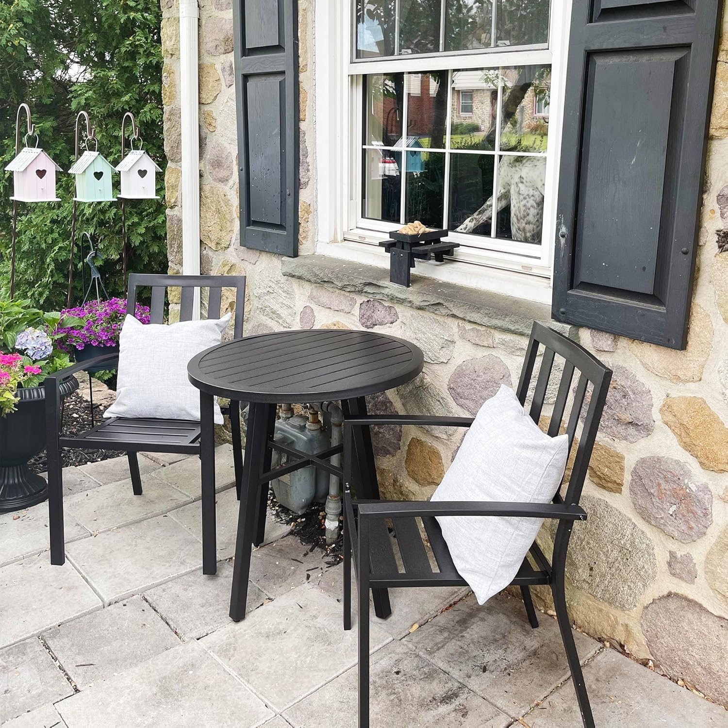 Outdoor Furniture Diy - 2-Pack Stackable Wrought-Iron Patio Chairs, All-Weather