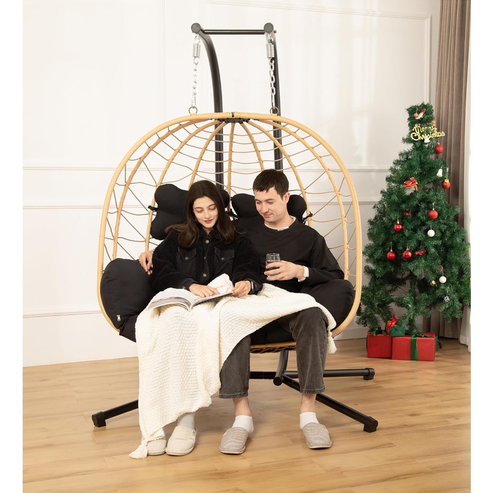 Outdoor Furniture Egg Chair - Double Indoor/Outdoor Wicker Swing Egg Chair