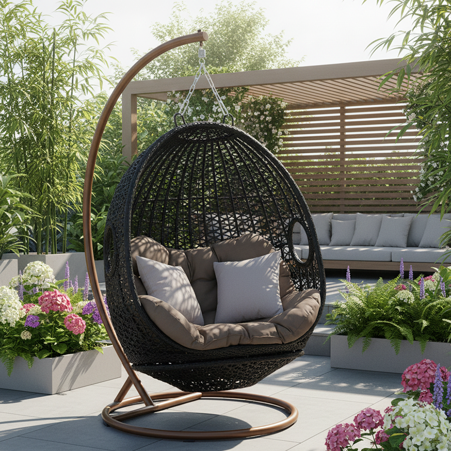 Hanging Egg Chair - Modern Double Hanging Rattan Swing Chair