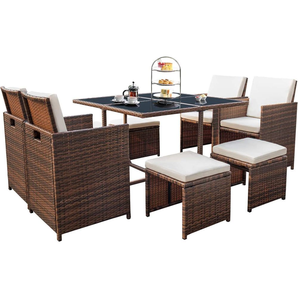 Outdoor Furniture Rattan - 9 Pieces Patio Dining Sets Outdoor