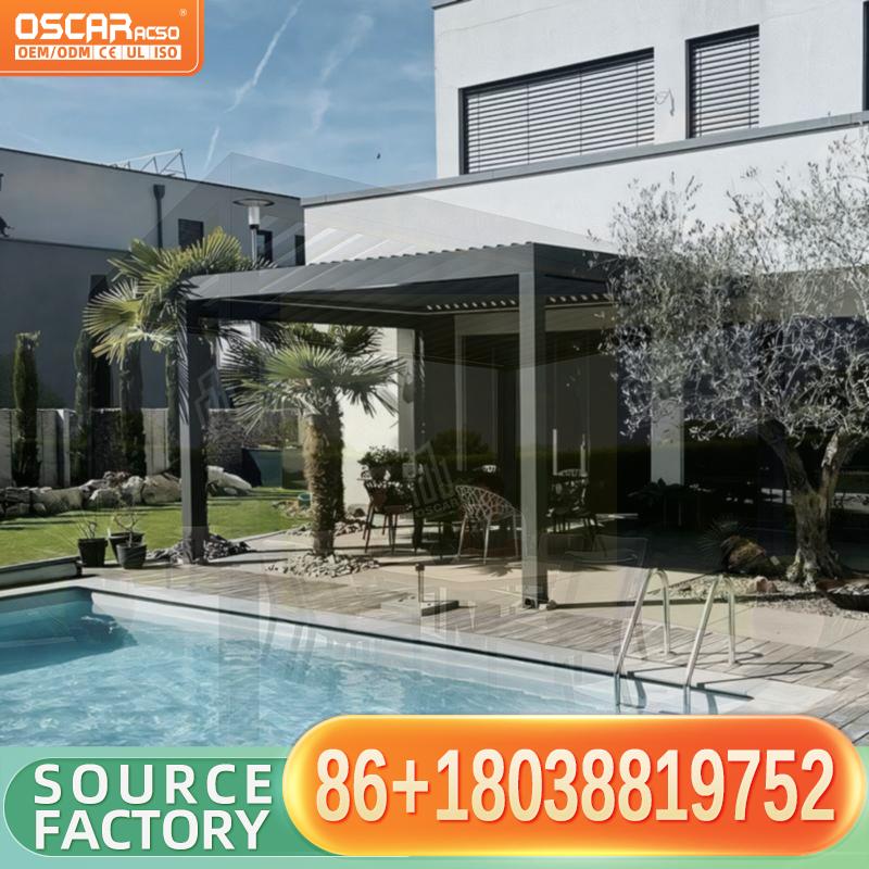 Outdoor Furniture Gazebo - DIY Aluminum Louvered Pergola Roof Gazebo