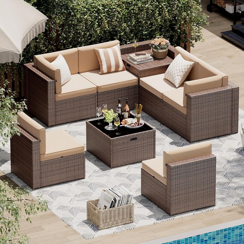 Outdoor Furniture Diy - 8-Piece Wicker Patio Furniture Set with