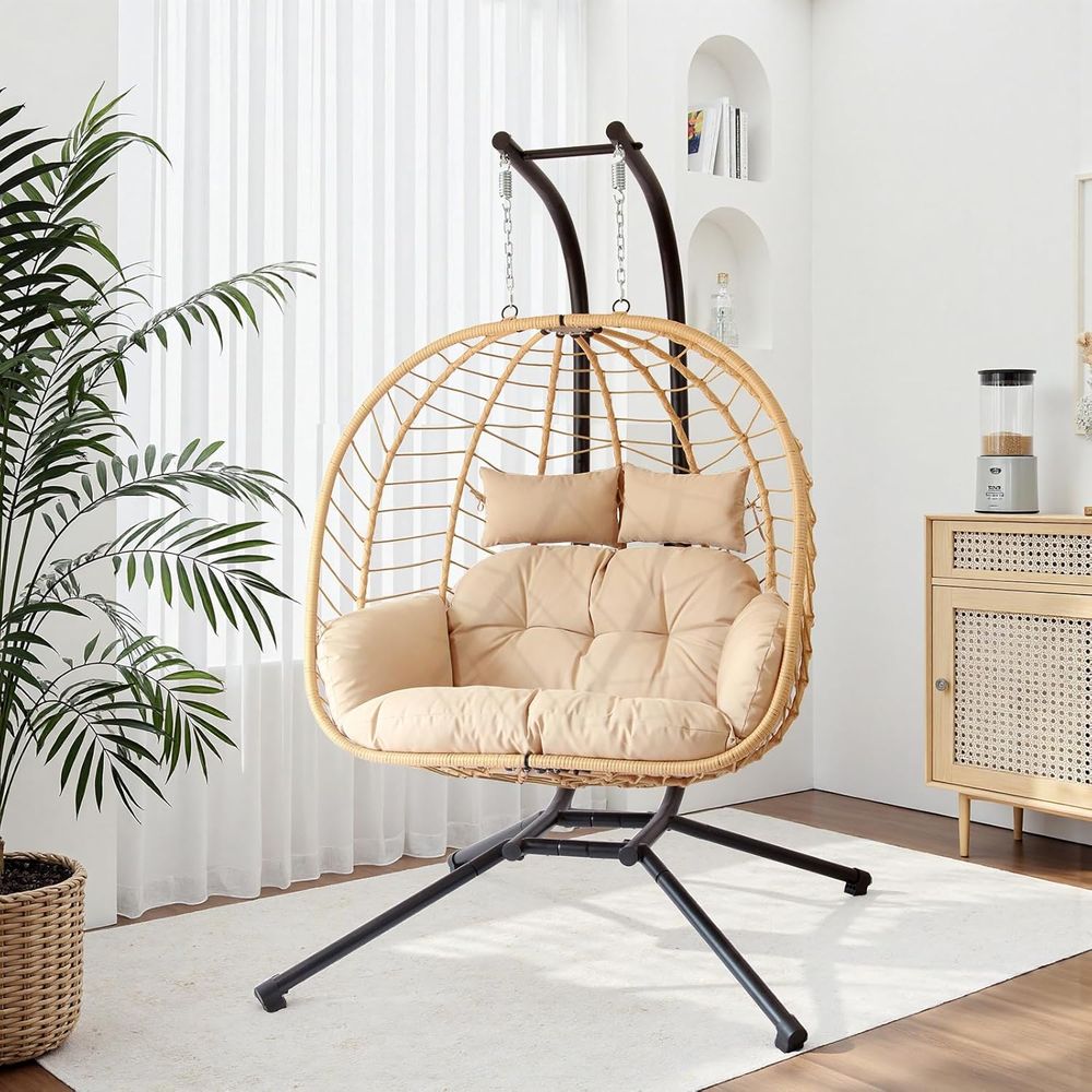 Hanging Egg Chair - Patio Wicker Hanging Swing Egg Chair