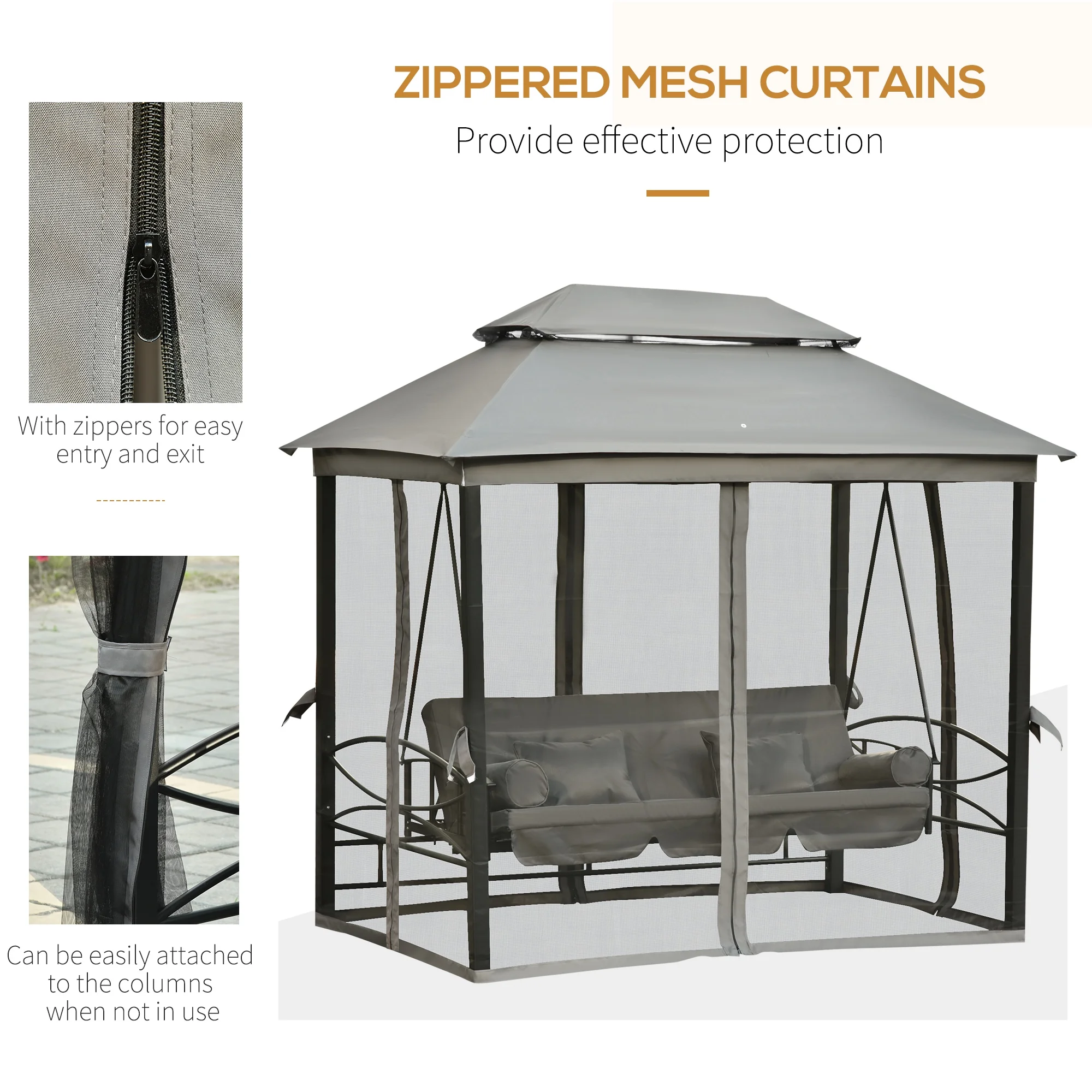 3 Person Patio Gazebo Swing Ch - Outdoor Furniture Gazebo 리뷰 및 가격
