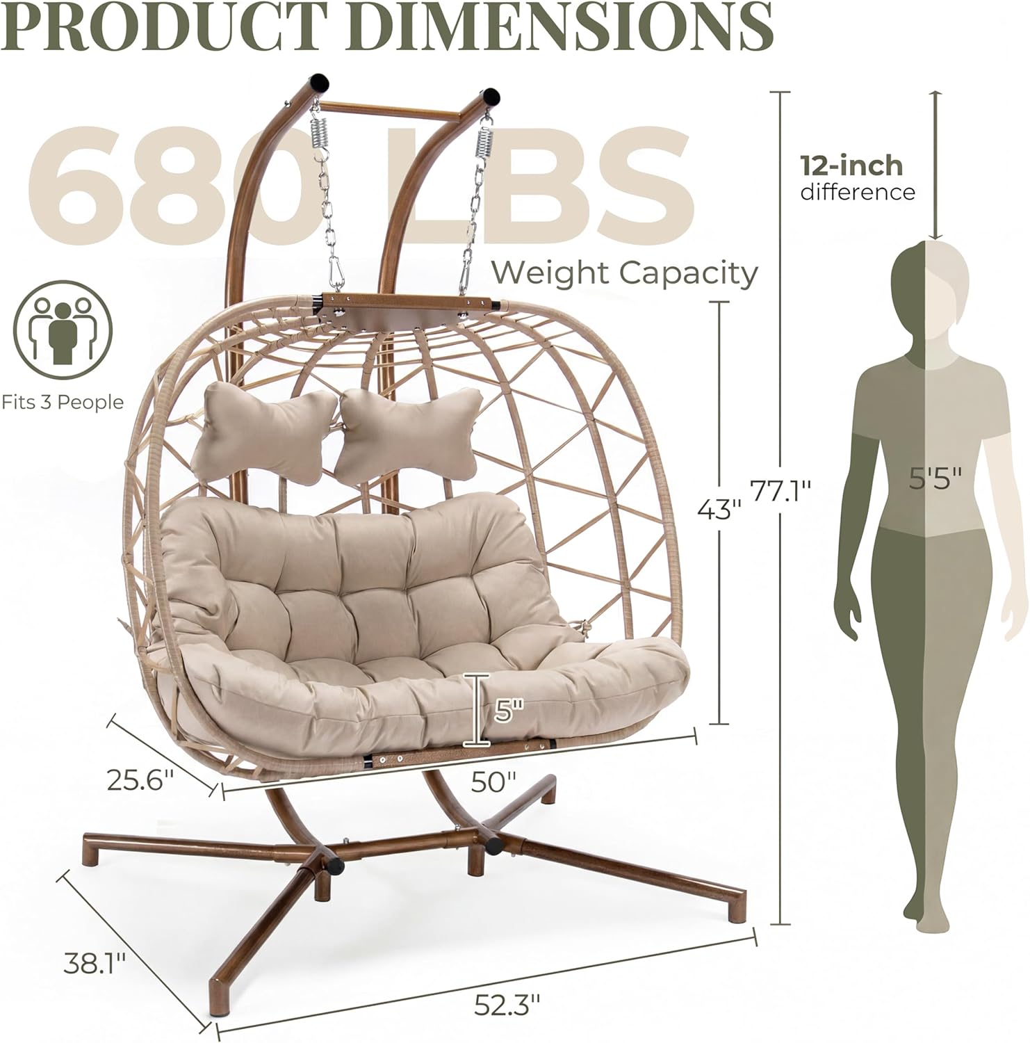 2-Person Wicker Swing Egg Chai - Hanging Egg Chair 리뷰 및 가격