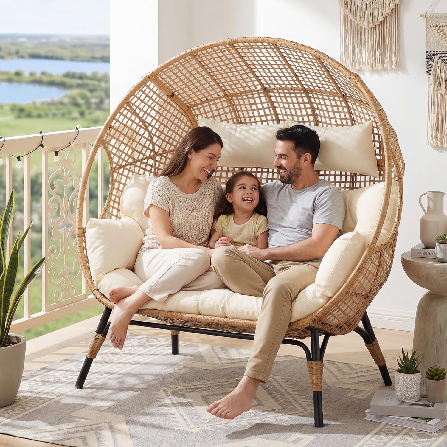 Double Egg Chair Wicker Patio  - Outdoor Furniture Egg Chair 리뷰 및 가격