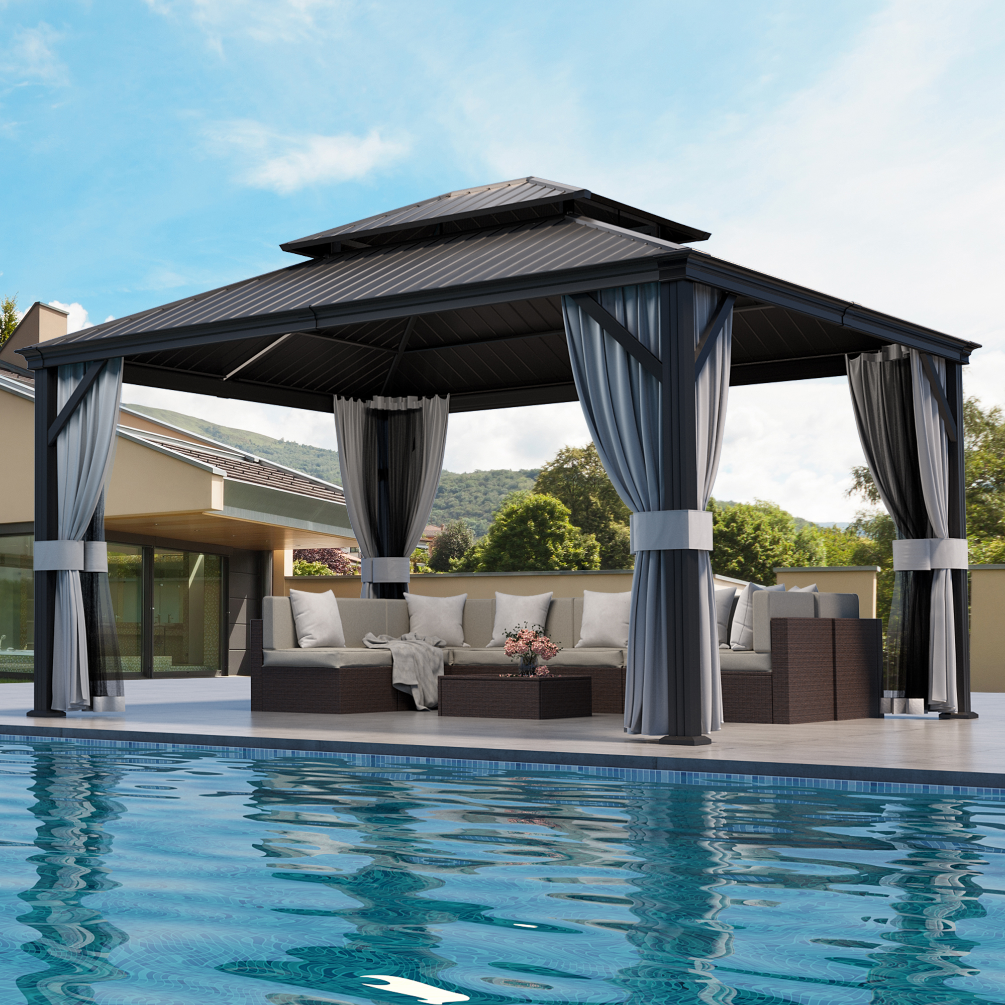 12'x14' Hardtop Gazebo Aluminu - Outdoor Furniture Gazebo 리뷰 및 가격