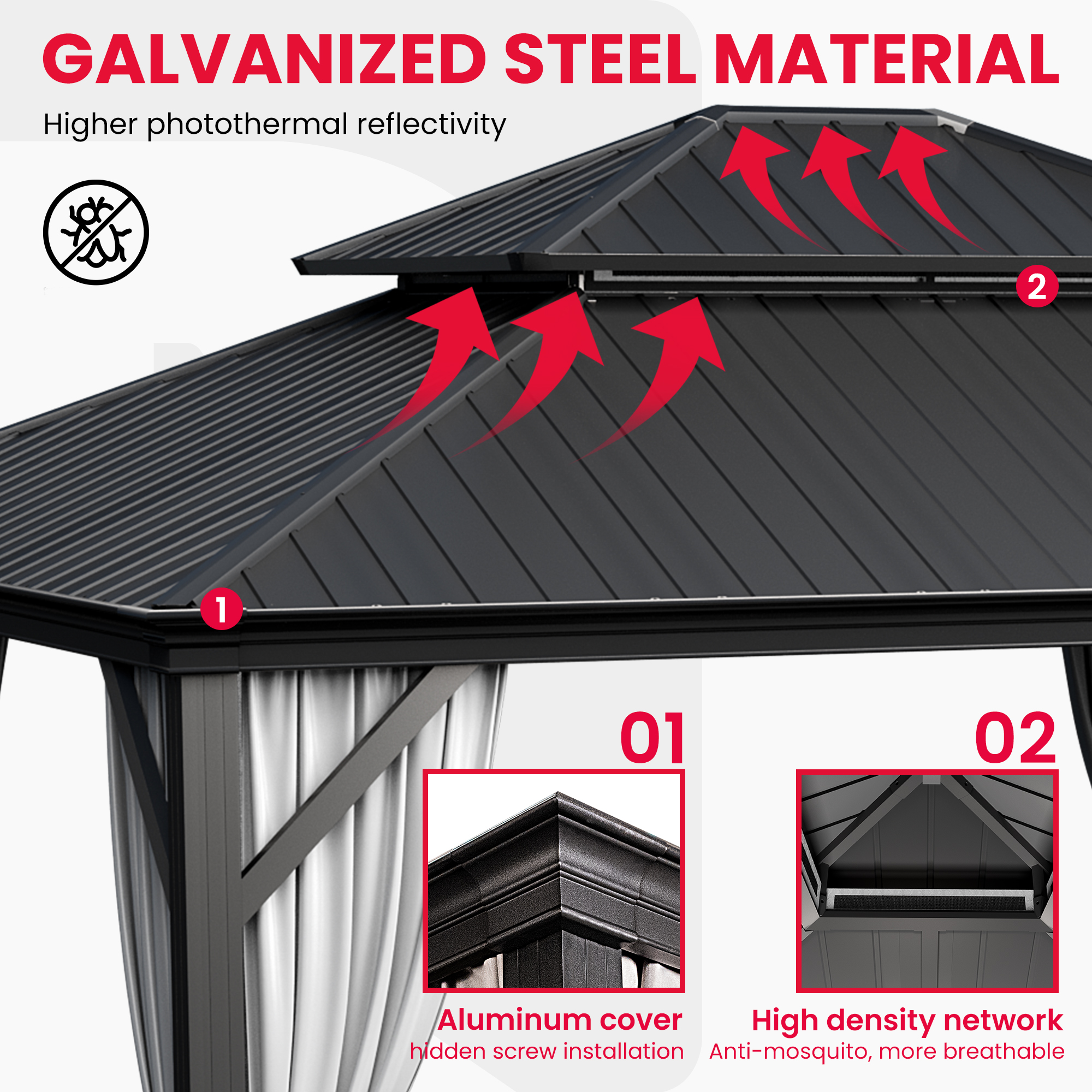 12'x14' Hardtop Gazebo Aluminu - Outdoor Furniture Gazebo 리뷰 및 가격