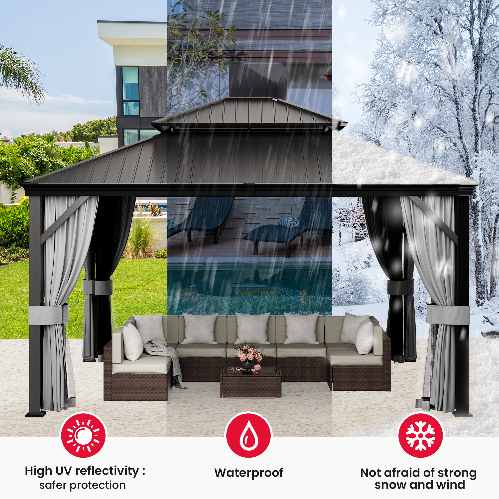 12'x14' Hardtop Gazebo Aluminu - Outdoor Furniture Gazebo 리뷰 및 가격