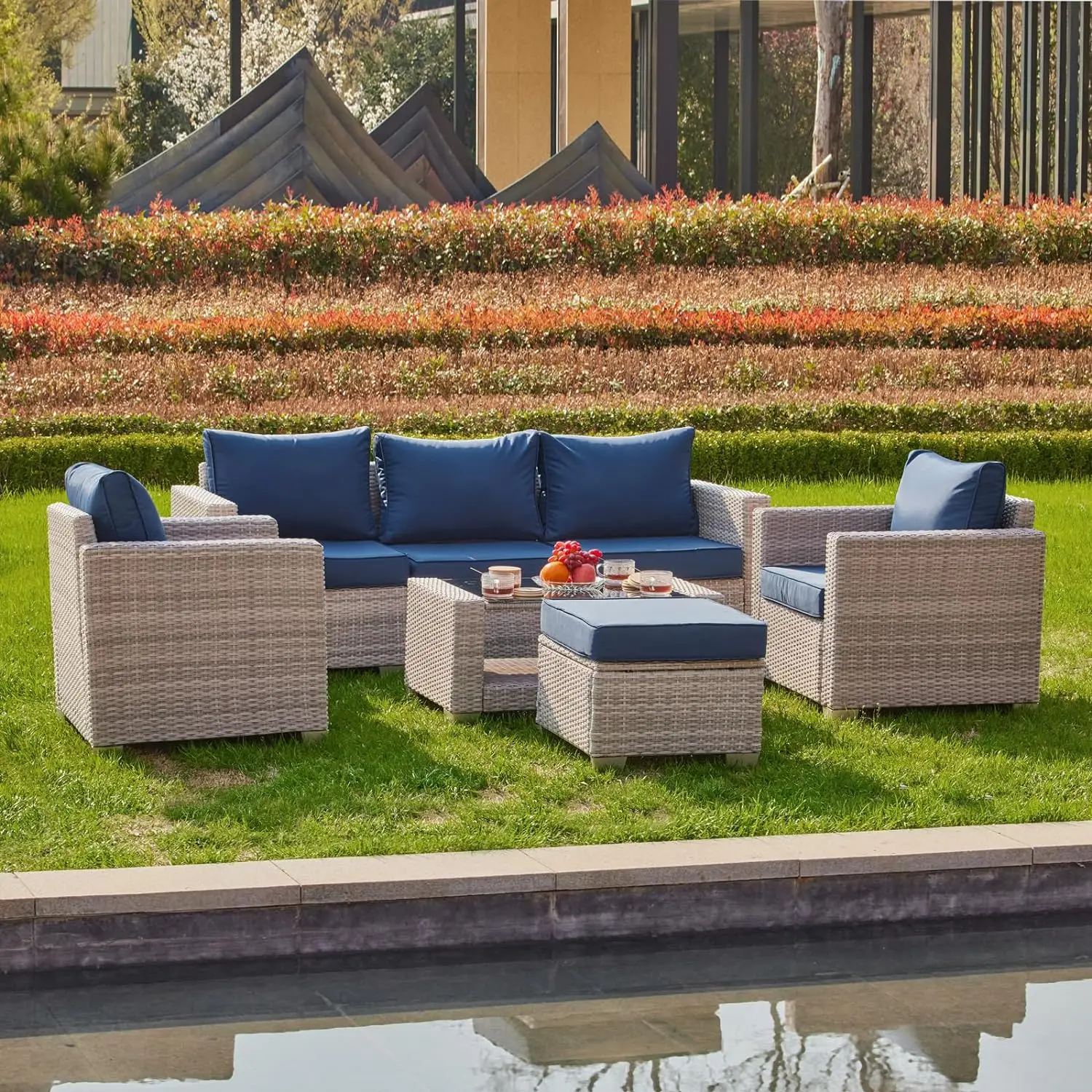%a 7 Pieces Outdoor Patio Furn - Outdoor Furniture Rattan 리뷰 및 가격