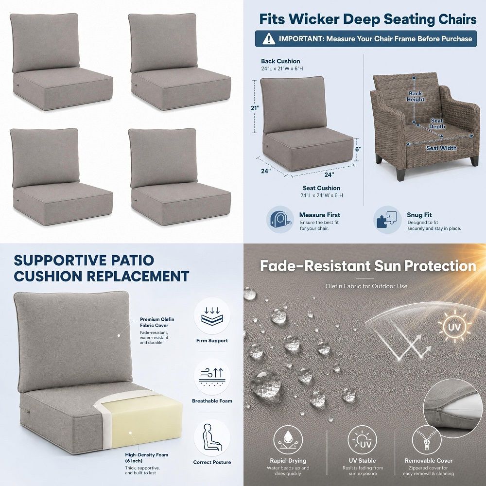 Outdoor Seat Cushions 4Piece S - Outdoor Furniture Cushions 22 X 24 리뷰 및 가격