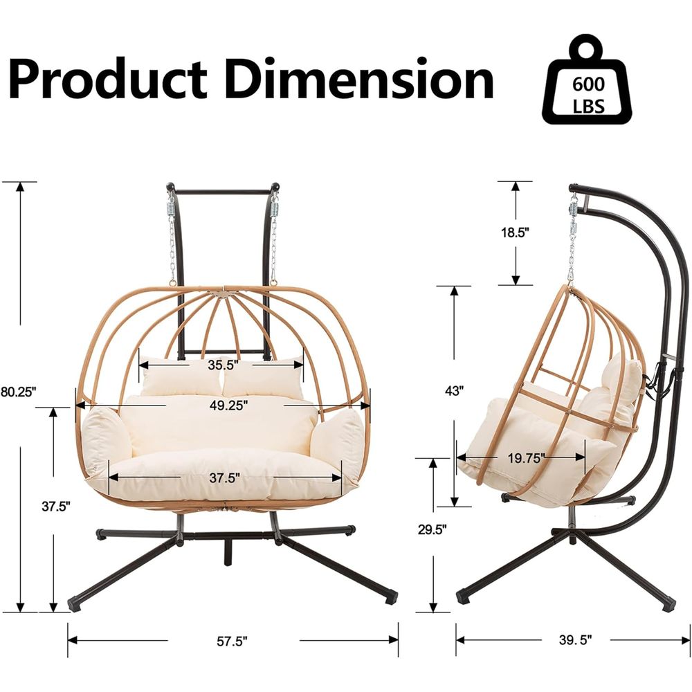 All-Weather Outdoor Double Egg - Hanging Egg Chair 리뷰 및 가격