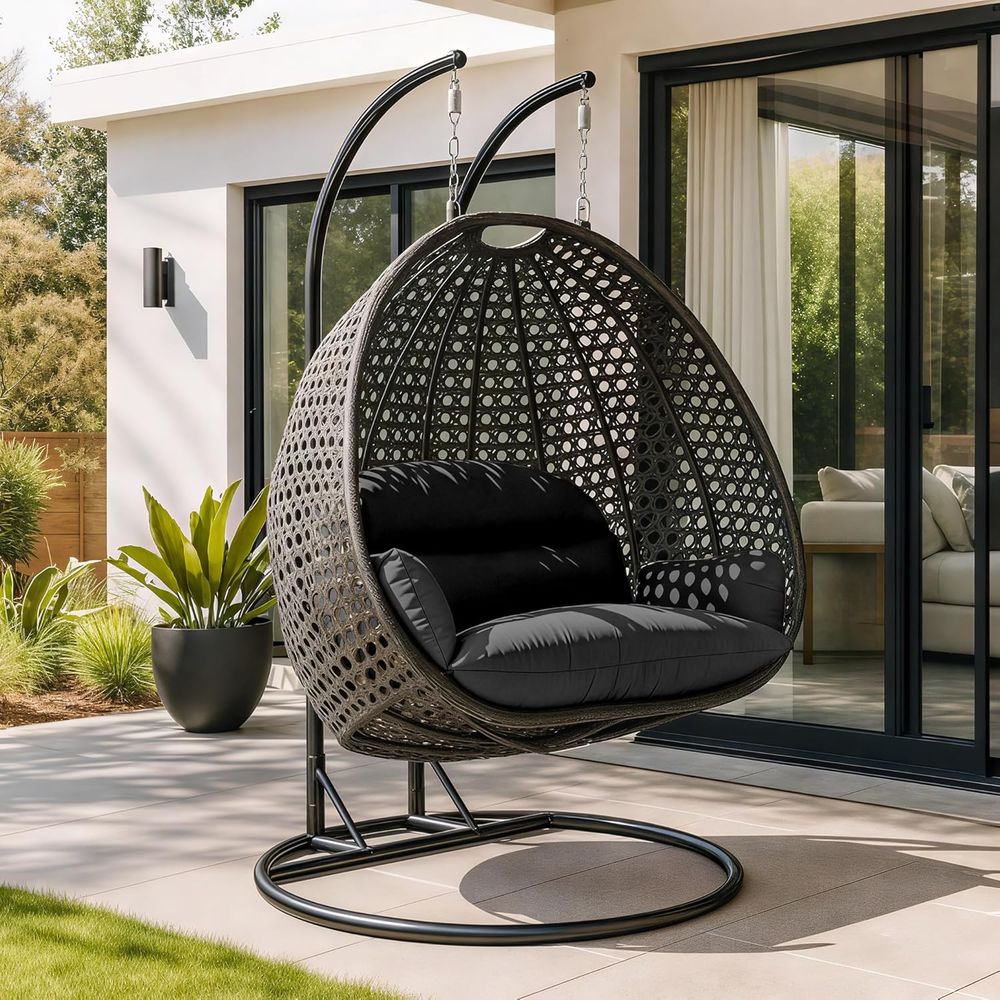 Black 2-Person Wicker Hanging  - Hanging Egg Chair 리뷰 및 가격