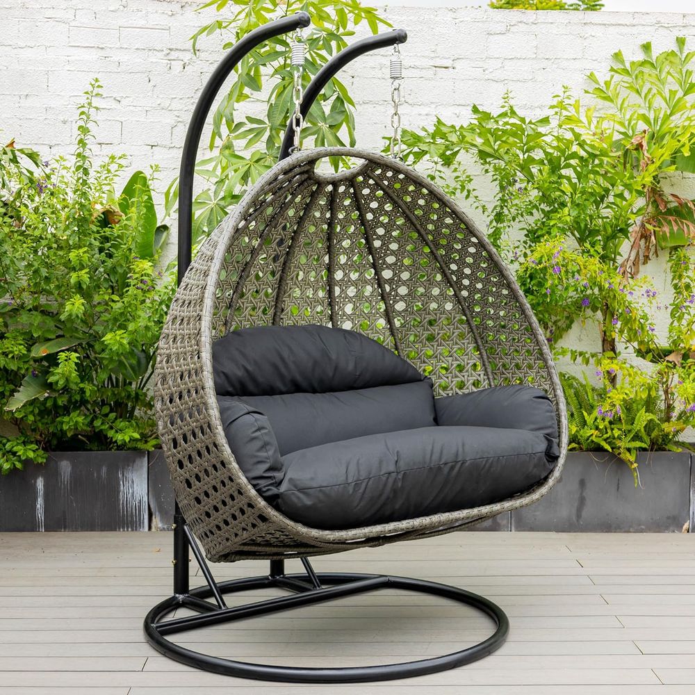 Black 2-Person Wicker Hanging  - Hanging Egg Chair 리뷰 및 가격