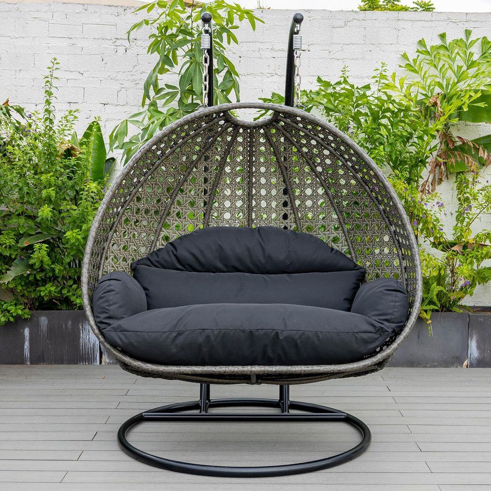 Black 2-Person Wicker Hanging  - Hanging Egg Chair 리뷰 및 가격