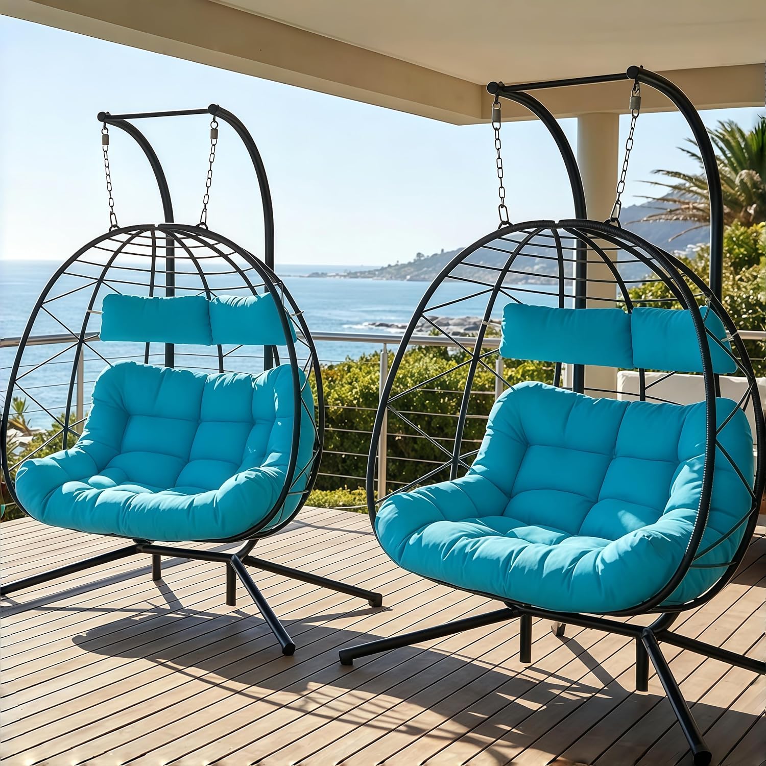 Set of 2 Wicker Hanging Egg Ch - Outdoor Furniture Egg Chair 리뷰 및 가격