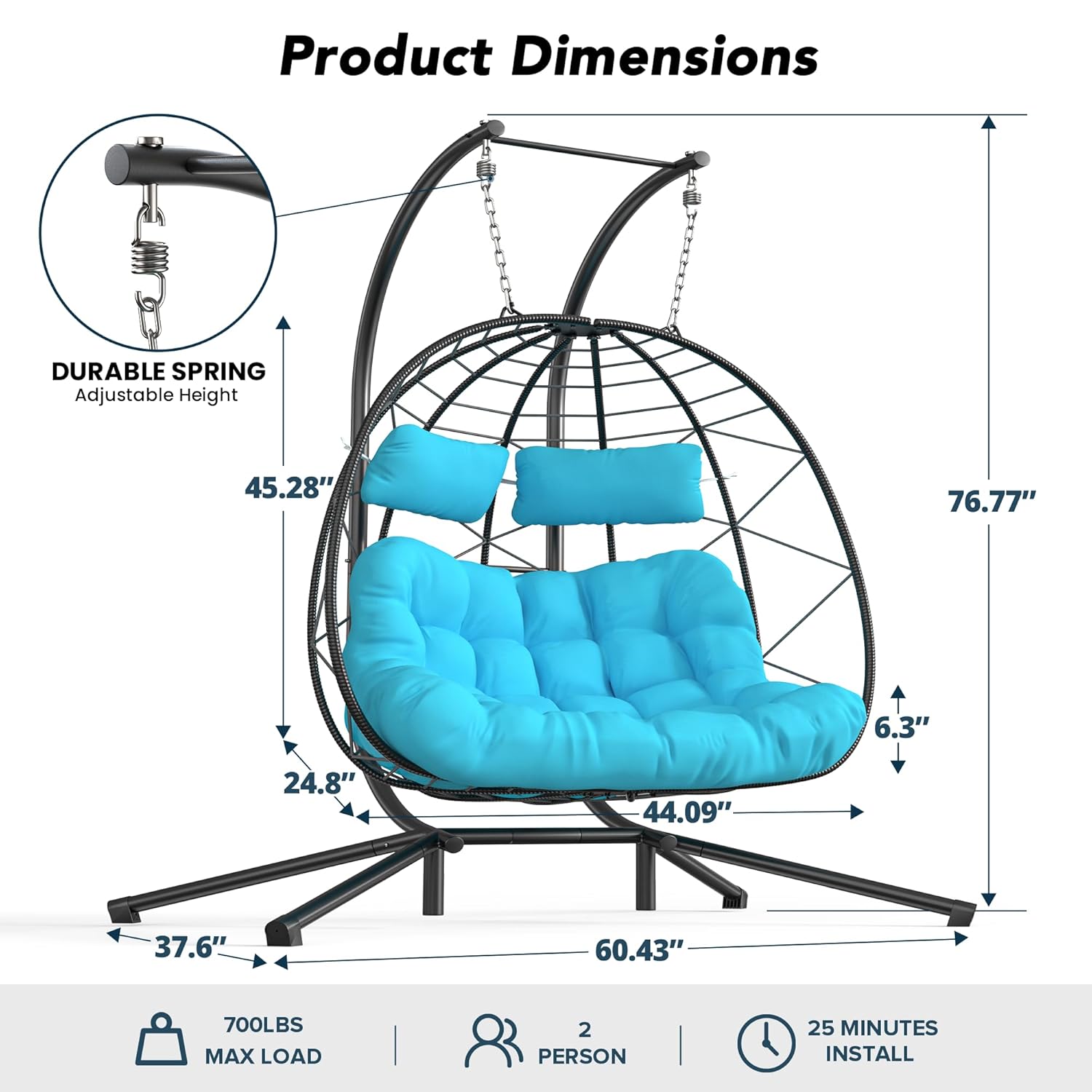 Set of 2 Wicker Hanging Egg Ch - Outdoor Furniture Egg Chair 리뷰 및 가격