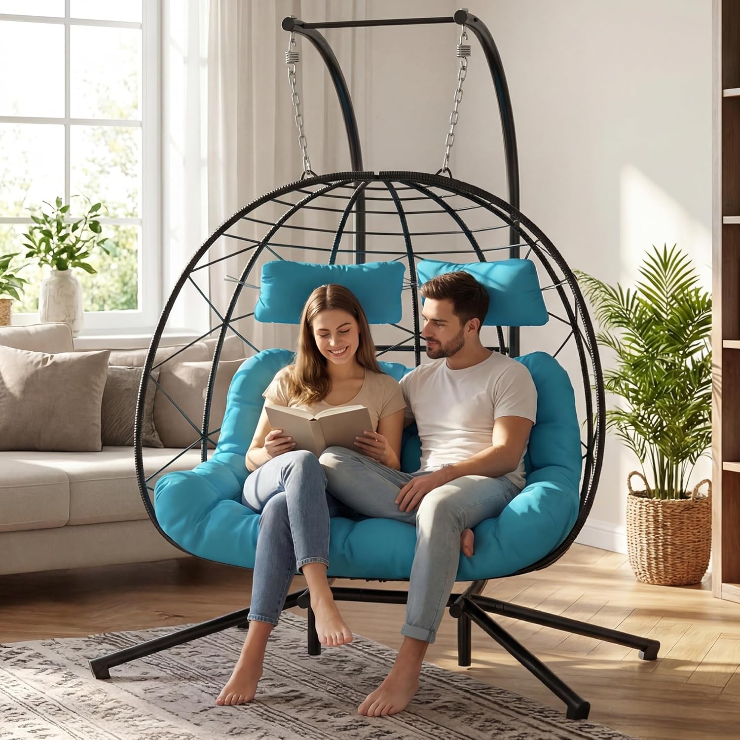 Set of 2 Wicker Hanging Egg Ch - Outdoor Furniture Egg Chair 리뷰 및 가격