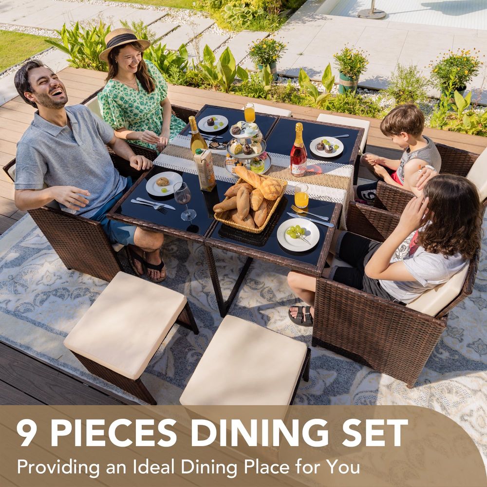 9 Pieces Patio Dining Sets Out - Outdoor Furniture Rattan 리뷰 및 가격