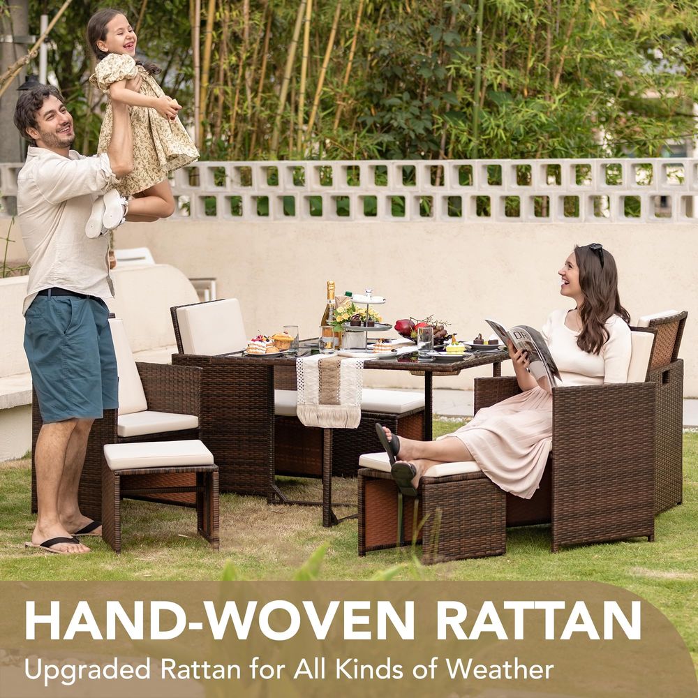 9 Pieces Patio Dining Sets Out - Outdoor Furniture Rattan 리뷰 및 가격