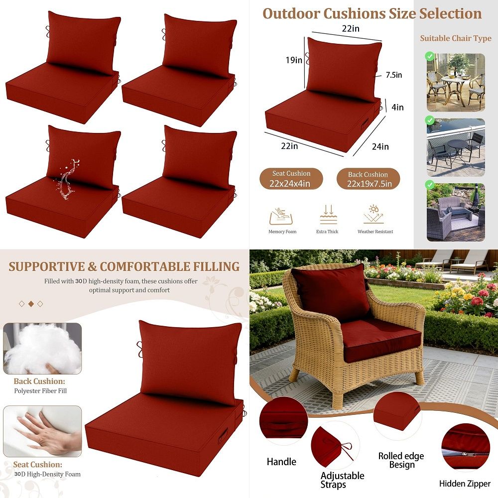 Deep Seat Cushions 22 x 24 x 4 - Outdoor Furniture Cushions 22 X 24 리뷰 및 가격