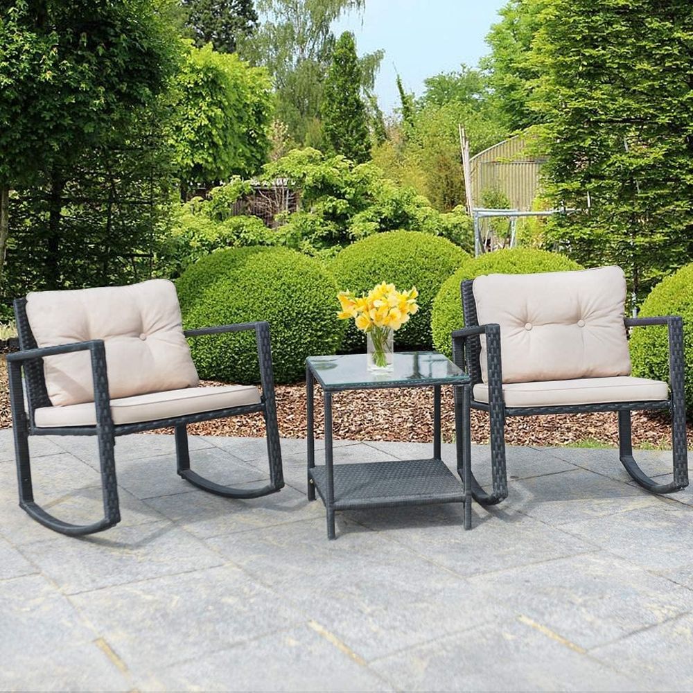 Outdoor 3-Piece Patio Rocking  - Outdoor Furniture Rattan 리뷰 및 가격