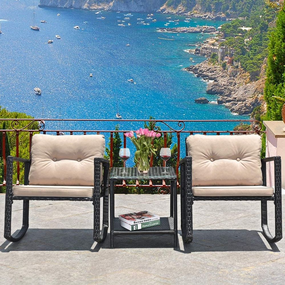 Outdoor 3-Piece Patio Rocking  - Outdoor Furniture Rattan 리뷰 및 가격