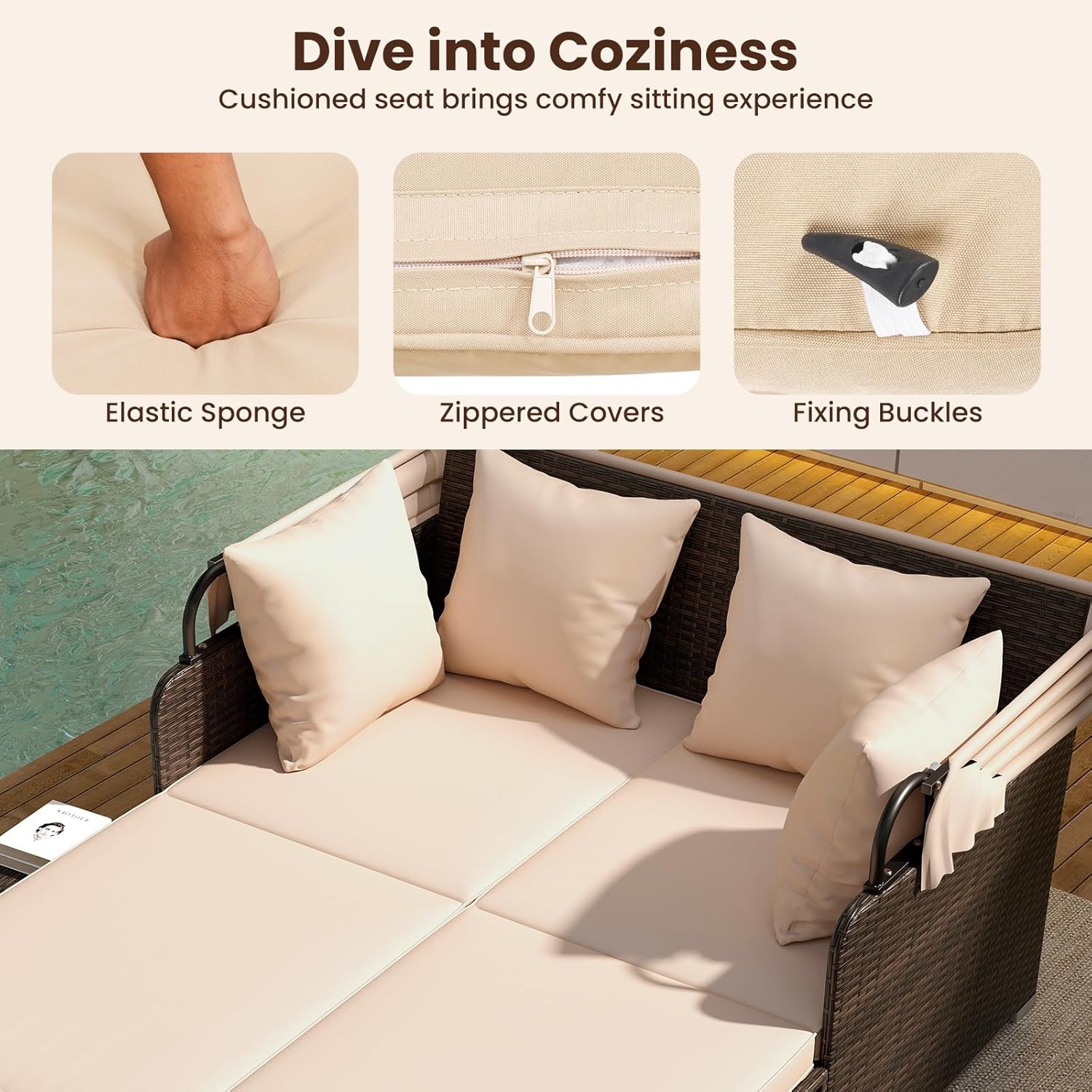 Outdoor Daybed, 2-Person Wicke - Outdoor Furniture Sunbrella 리뷰 및 가격