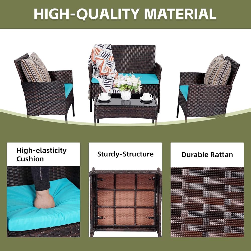 4-Piece Outdoor Rattan Furnitu - Outdoor Furniture Rattan 리뷰 및 가격