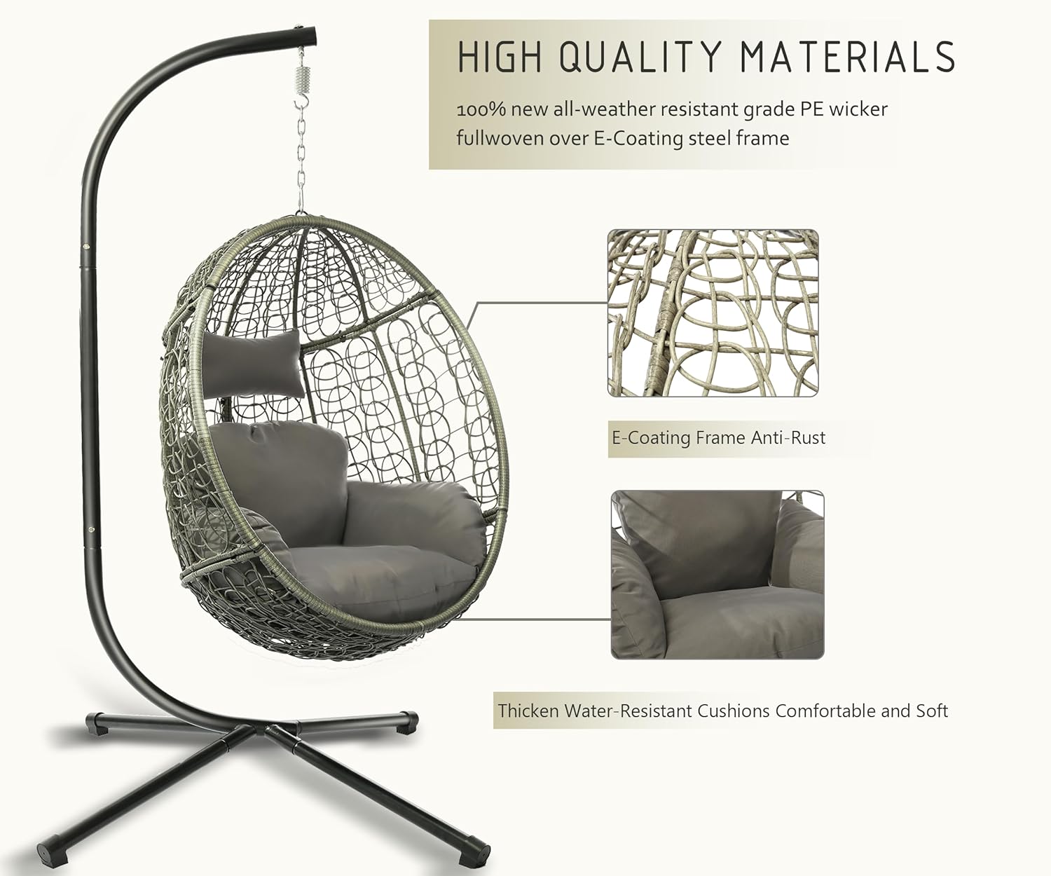 Indoor Outdoor Egg Chair with  - Hanging Egg Chair 리뷰 및 가격