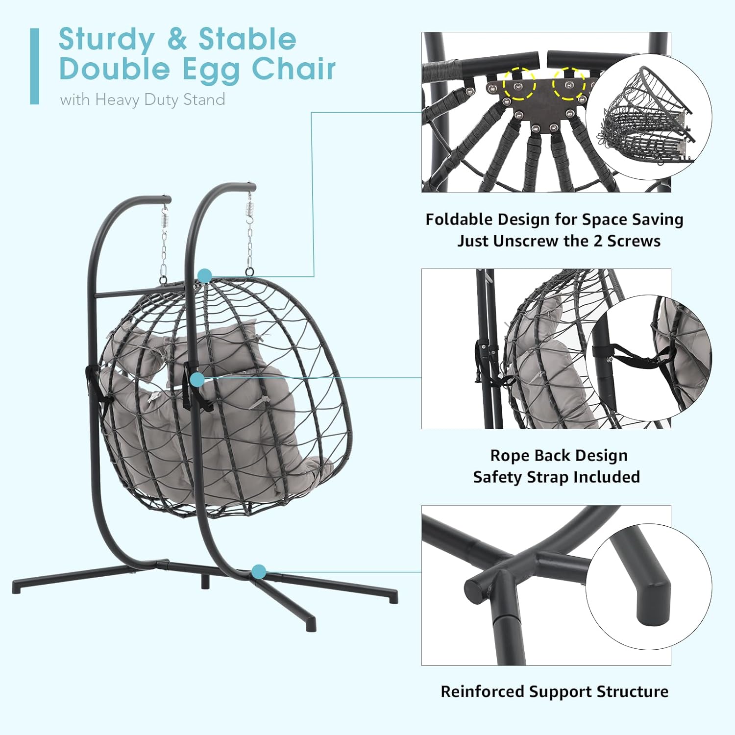 Double Egg Swing Chair with St - Outdoor Furniture Egg Chair 리뷰 및 가격