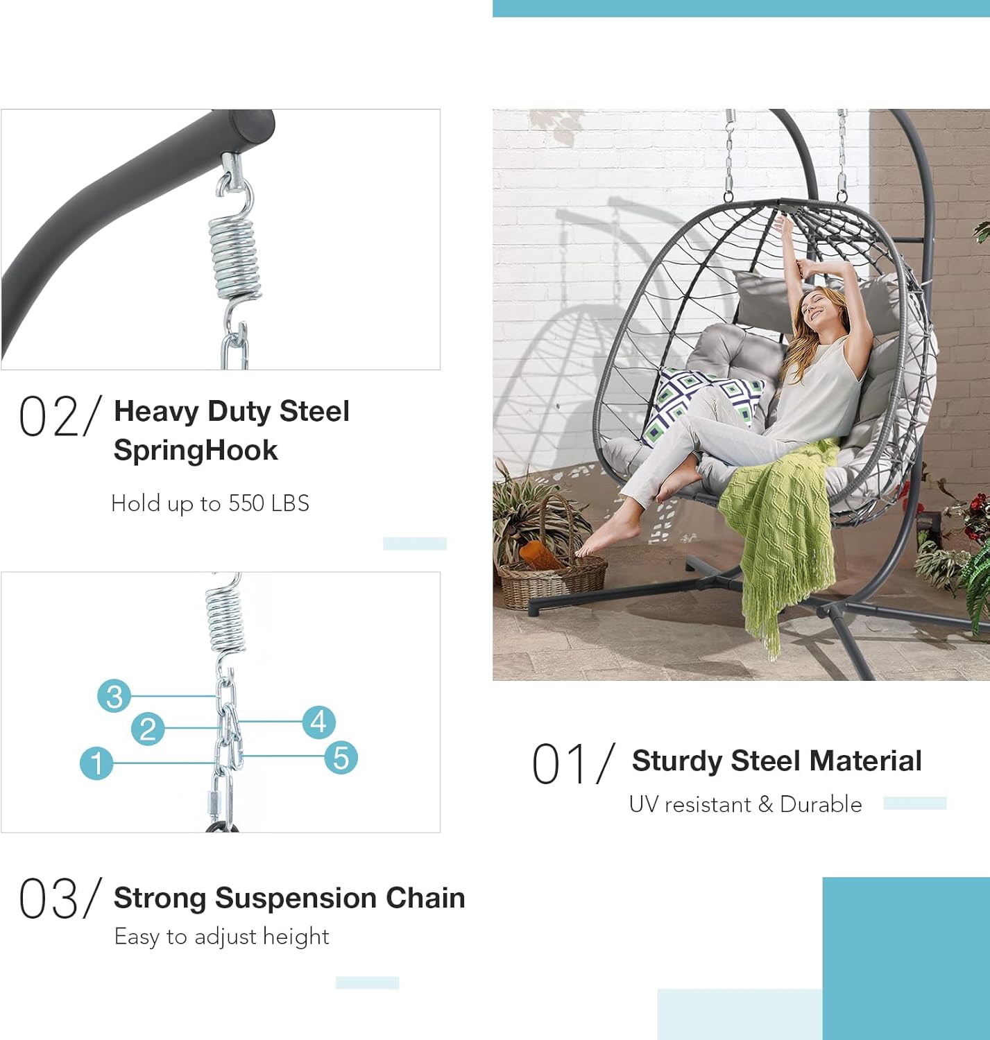 Double Egg Swing Chair with St - Outdoor Furniture Egg Chair 리뷰 및 가격