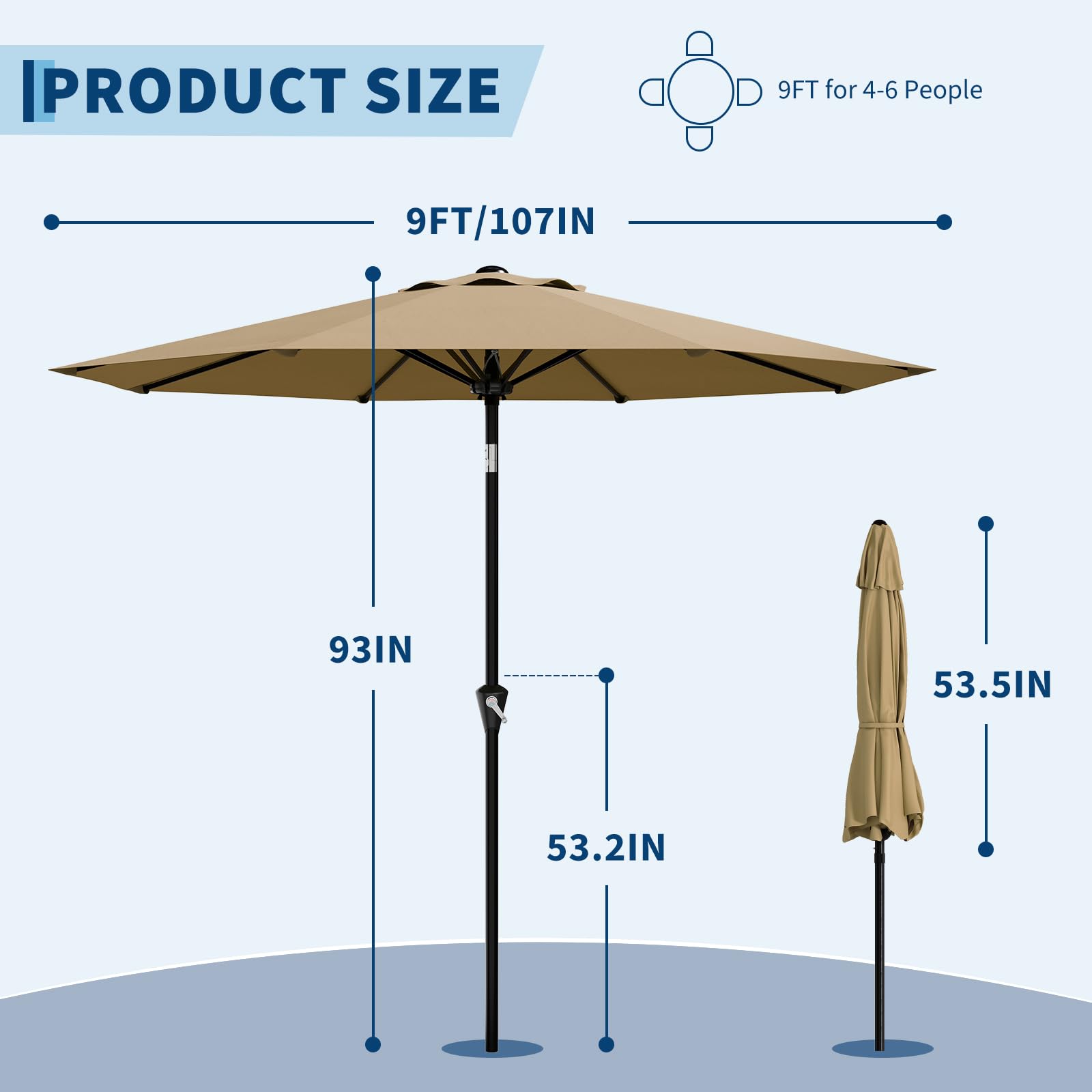 9FT Patio Umbrella - Outdoor T - Outdoor Furniture Sunbrella 리뷰 및 가격