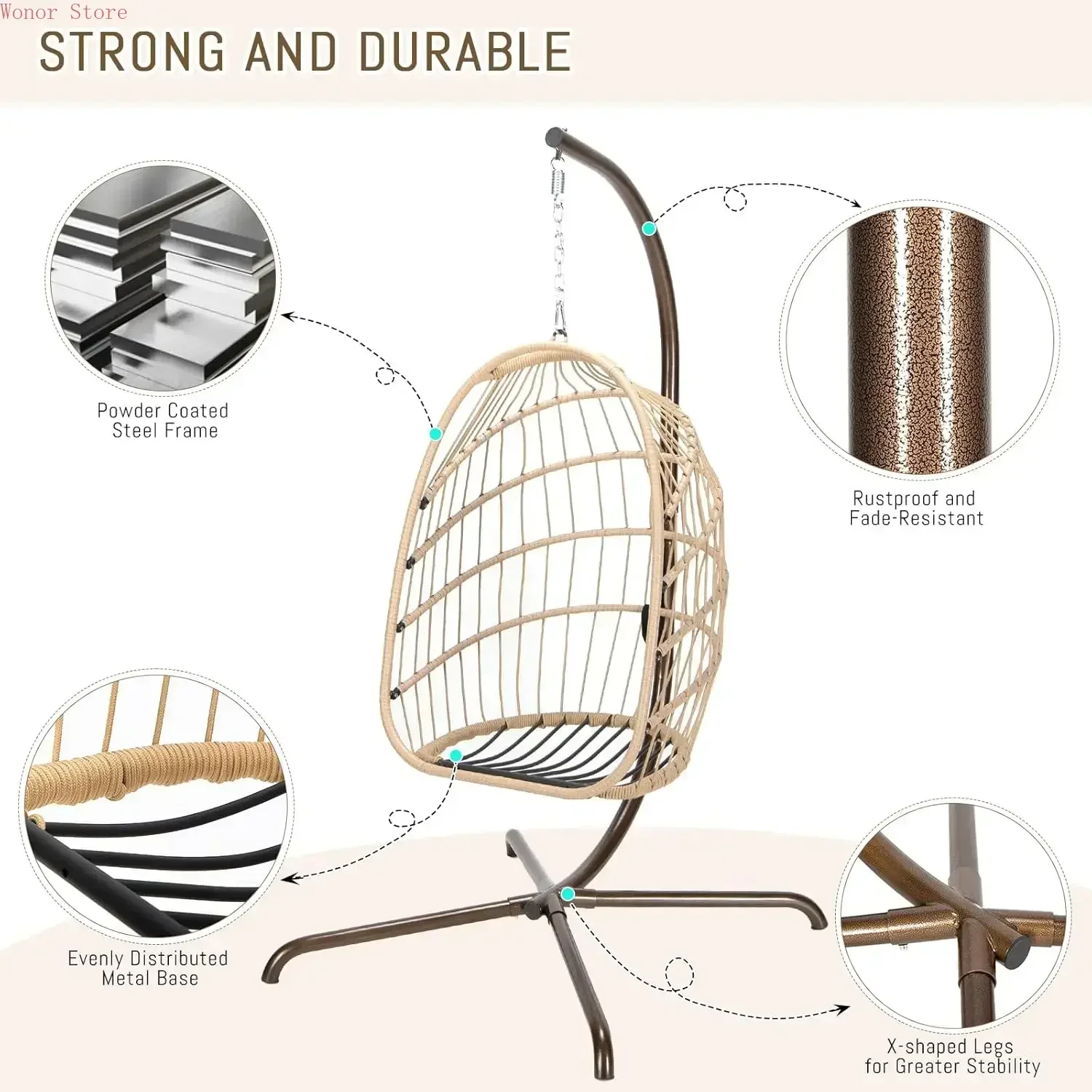 Outdoor Swing Egg Chair with S - Hanging Egg Chair 리뷰 및 가격