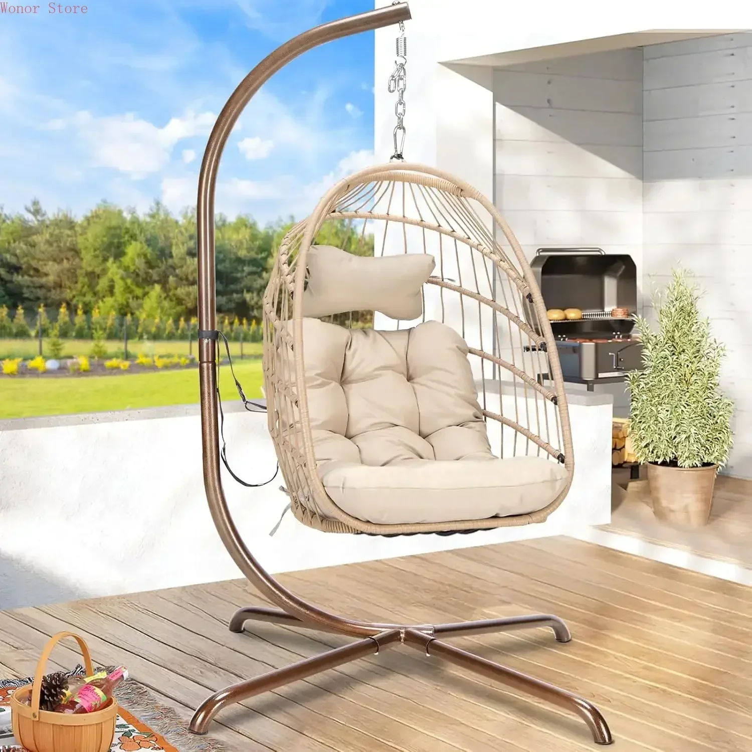 Outdoor Swing Egg Chair with S - Hanging Egg Chair 리뷰 및 가격