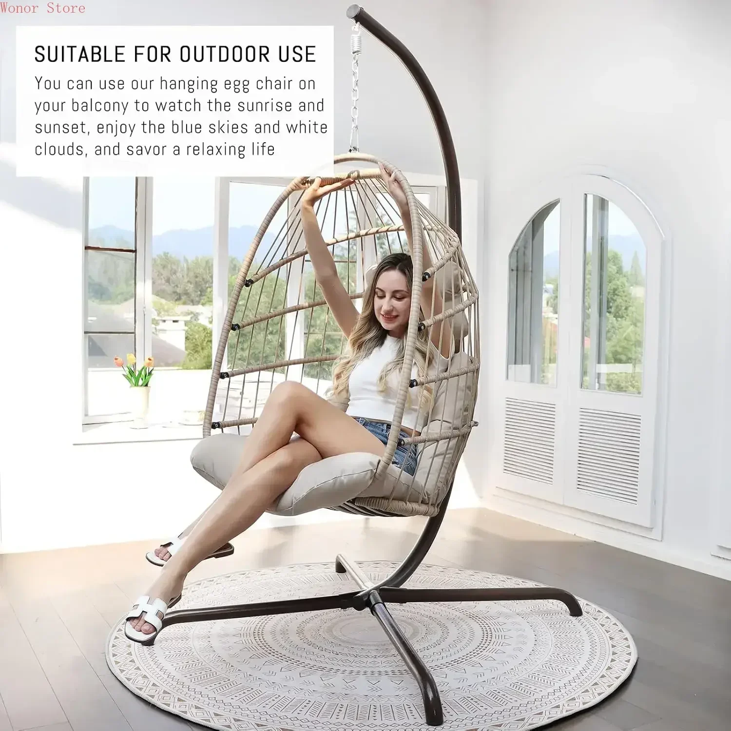 Outdoor Swing Egg Chair with S - Hanging Egg Chair 리뷰 및 가격