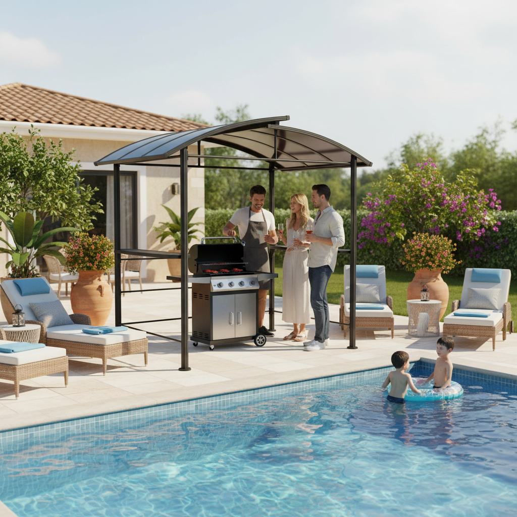 2.4X1.5M Curved Top Modern BBQ - Outdoor Furniture Gazebo 리뷰 및 가격