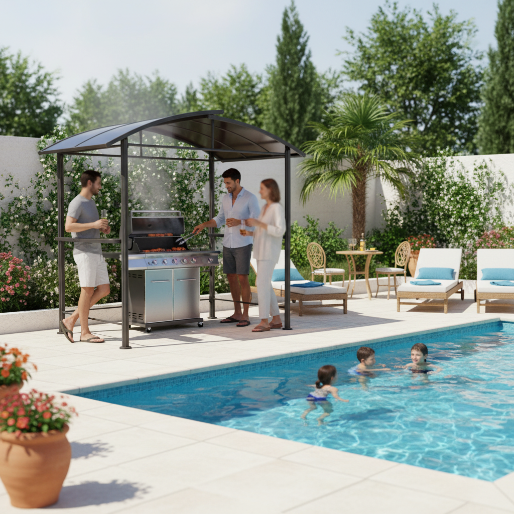2.4X1.5M Curved Top Modern BBQ - Outdoor Furniture Gazebo 리뷰 및 가격