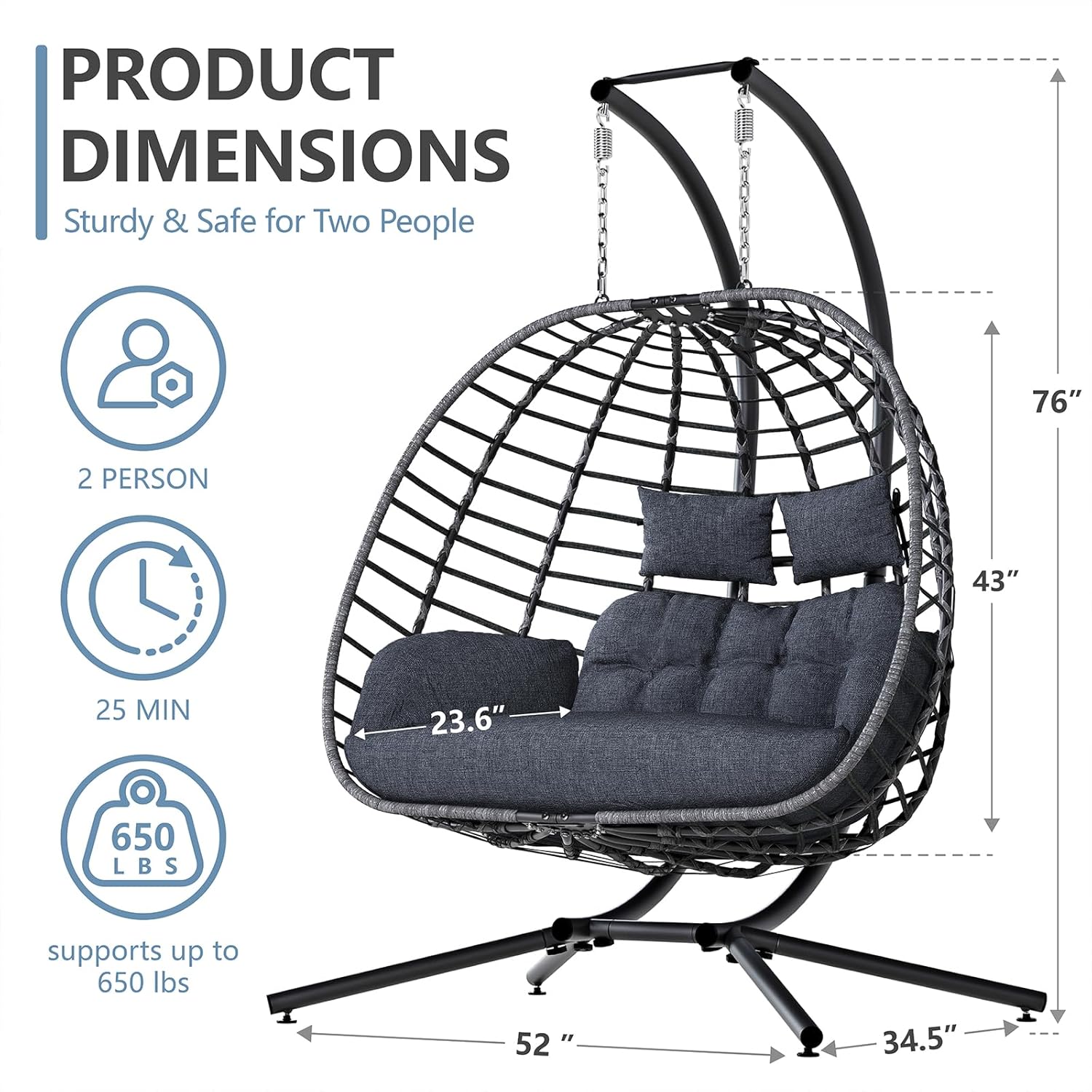 2 Person Egg Swing Chair with  - Outdoor Furniture Egg Chair 리뷰 및 가격