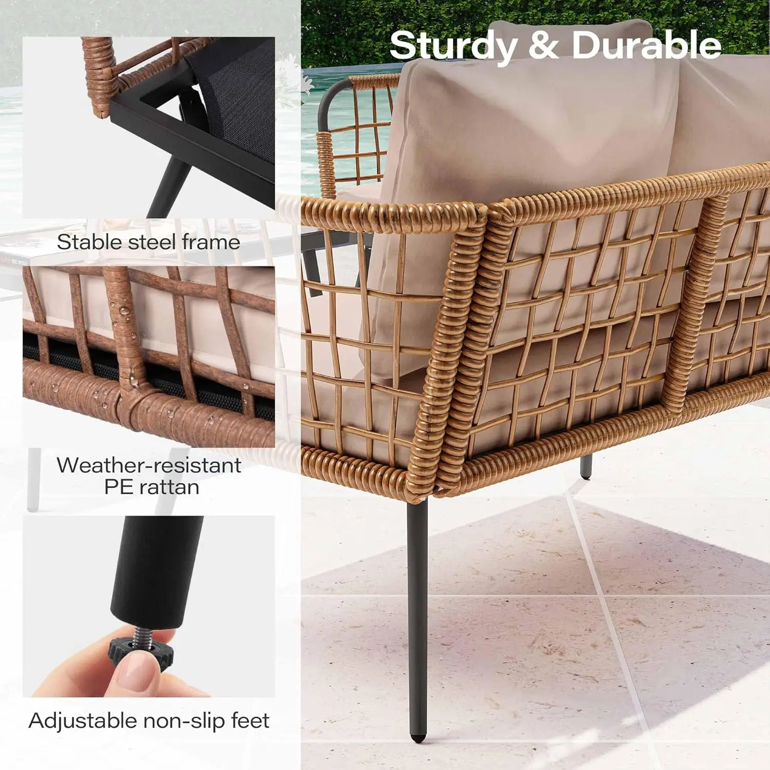 4 Piece Rattan Outdoor Furnitu - Outdoor Furniture Rattan 리뷰 및 가격