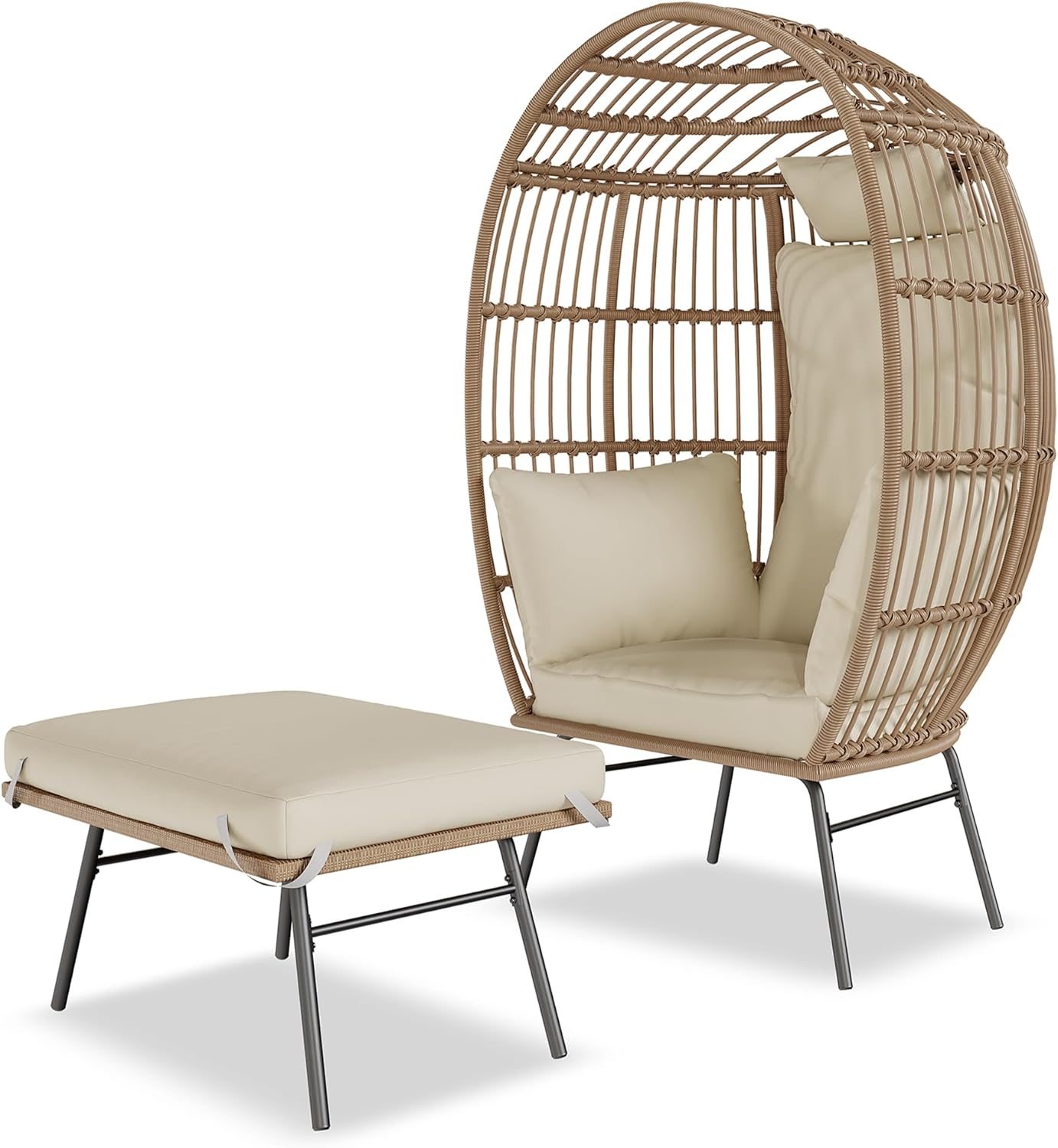 Wicker Egg Chair with Ottoman, - Outdoor Furniture Egg Chair 리뷰 및 가격