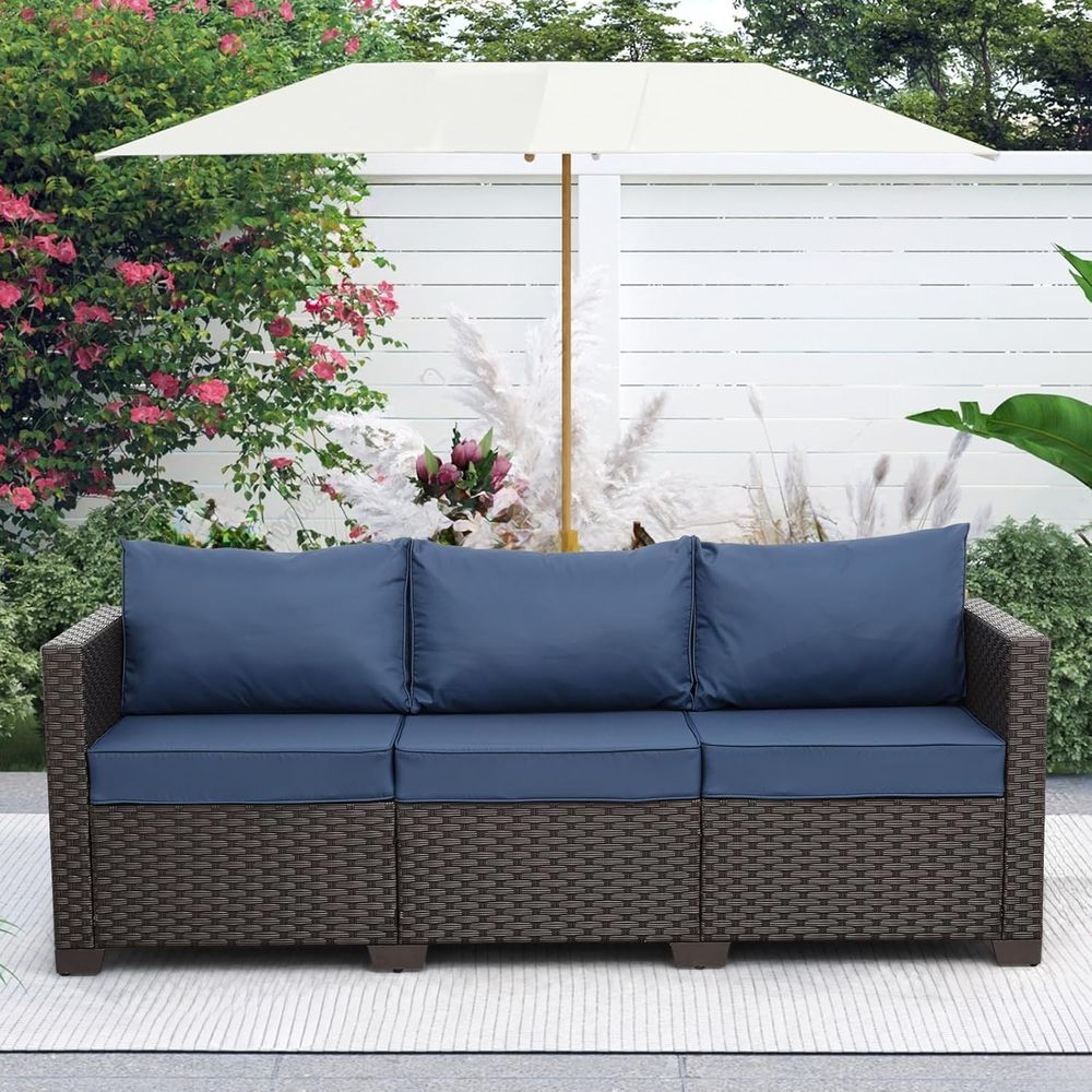 3-Seat Patio Wicker Sofa, Outd - Outdoor Furniture Rattan 리뷰 및 가격