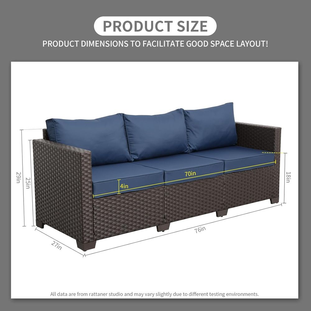 3-Seat Patio Wicker Sofa, Outd - Outdoor Furniture Rattan 리뷰 및 가격