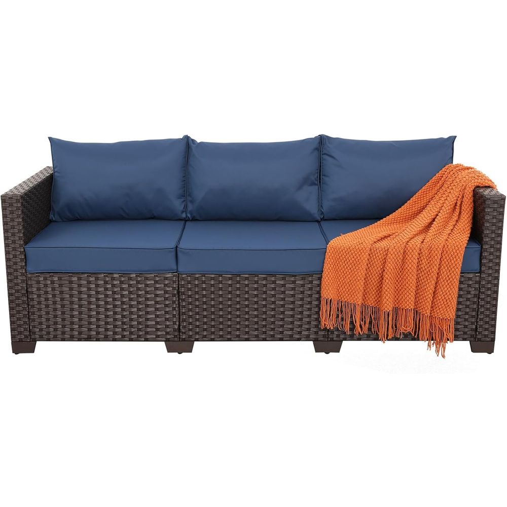 3-Seat Patio Wicker Sofa, Outd - Outdoor Furniture Rattan 리뷰 및 가격