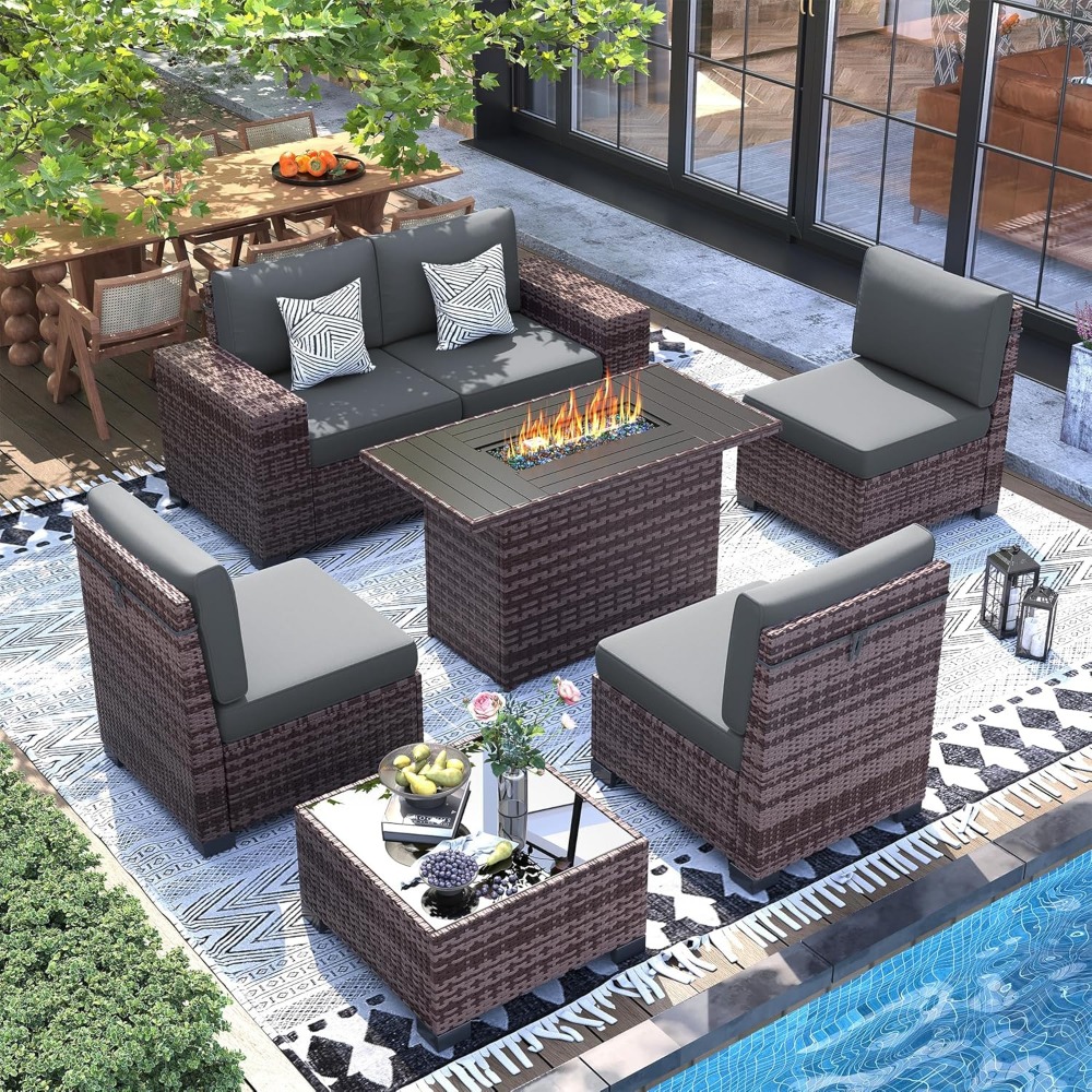 Sectional Sofa Set with Fire P - Outdoor Furniture Europe 리뷰 및 가격
