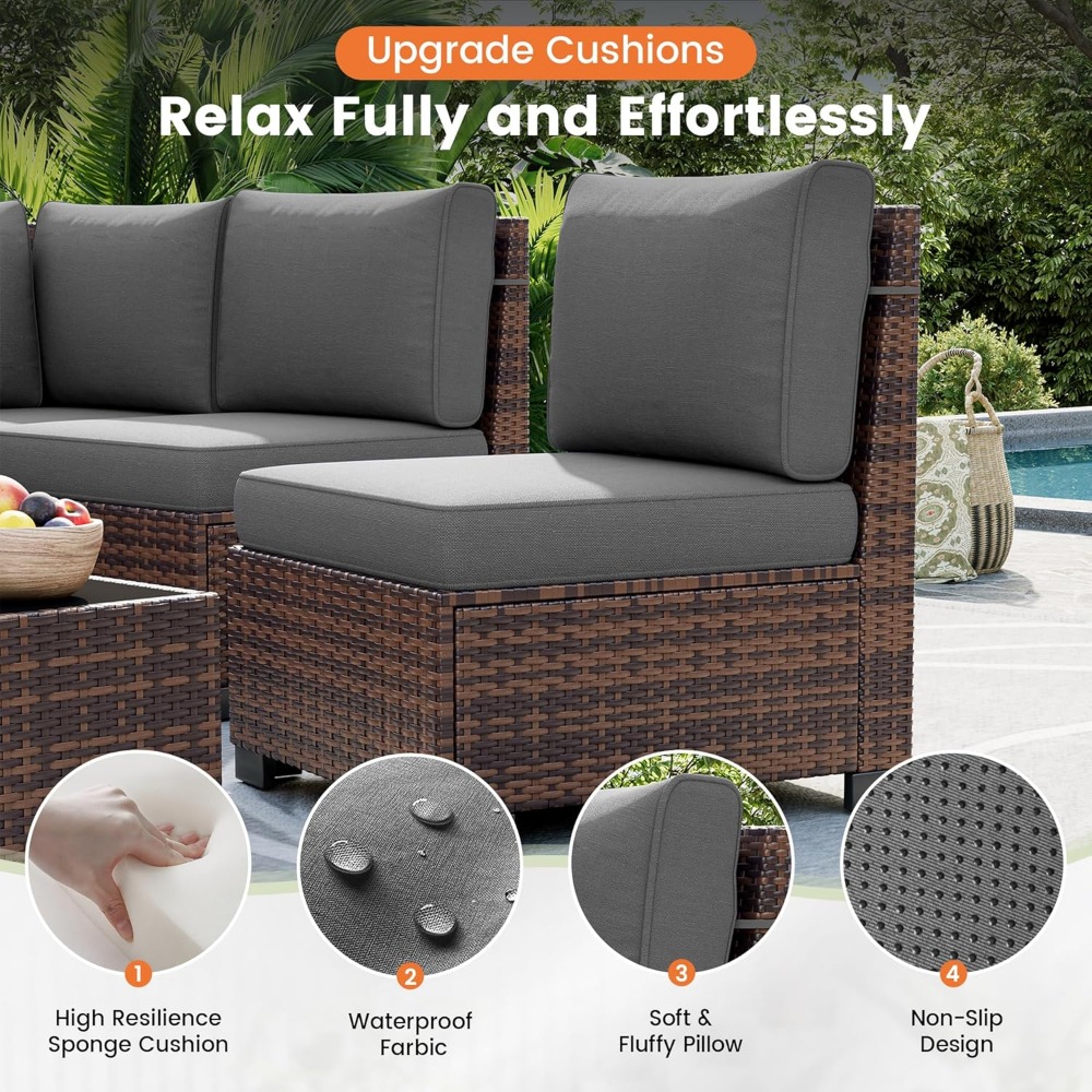 Sectional Sofa Set with Fire P - Outdoor Furniture Europe 리뷰 및 가격